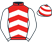 Red, white chevrons and sleeves, white and red hooped cap}