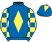 Royal blue, yellow diamond, checked sleeves, royal blue cap, yellow diamond}