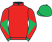 Red, emerald green and red diabolo on sleeves, emerald green cap}