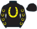 Black, yellow horseshoe, black sleeves, yellow horse shoes, black cap}