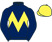 Dark blue, yellow chevron hoop, yellow cap}