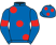Royal blue, large red spots, armlets and spots on cap