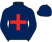 Dark blue, crimson red swiss cross, dark blue cap}