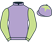 Mauve, light green sleeves, mauve cap, light green star