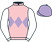 Pink, mauve triple diamond, white sleeves, mauve cap}