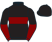 Black, maroon hoop, halved sleeves, black cap