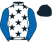 White, black stars, royal blue sleeves, black cap