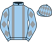 Light blue, grey braces, grey diamonds on sleeves, light blue cap, grey diamonds}