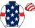 Dark blue, white stars, white sleeves, red armlets, red and white striped cap}