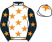 White, orange stars, black sleeves, orange stars, white cap, orange star}