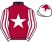 Maroon, white star, white and maroon striped sleeves, white cap, maroon star}