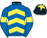Royal blue and yellow chevrons, yellow armlet, black cap, yellow star}