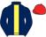 Dark blue, yellow panel, red cap}