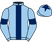 Light blue, dark blue stripe, armlets and star on cap}