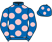 Royal blue, pink spots}