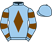 Light blue, brown diamond, hooped sleeves}