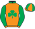 Orange, green shamrock, sleeves and collar, orange cuffs, quartered cap}