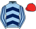Light blue and dark blue chevrons, striped sleeves, red cap}