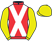 Red, white crossed sashes, yellow sleeves and cap}