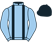 Light blue, black braces, black cap}