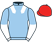 Light blue, white epaulets, halved sleeves, red cap}