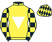 Yellow, white inverted triangle, black and yellow check sleeves, yellow cap, black diamonds}