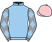 Light blue, grey sleeves, light blue diamonds, pink cap}