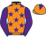 Orange, purple stars, sleeves and diamond on cap}