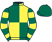 Dark green and yellow (quartered), hooped sleeves, dark green cap}