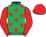Emerald green, red stars, red sleeves and cap}