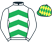 White and emerald green chevrons, white sleeves, emerald green cap, yellow diamonds}