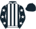 White and black stripes, black sleeves, white stars, black cap}