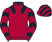 Maroon, black epaulettes, black chevrons on sleeves, striped cap}