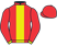 Red, yellow stripe, red sleeves, yellow cuffs, red cap}