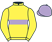 Yellow, mauve hoop, mauve cap}