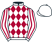 White and maroon diamonds, striped sleeves, white cap}