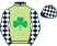 Lime green, emerald green shamrock, black and white diamond checked sleeves and cap}