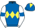 Royal blue, yellow triple diamond, white sleeves, royal blue armlets, royal blue cap, yellow diamond}