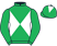 Emerald green and white diabolo, emerald green sleeves, emerald green cap, white diamond}