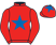 Red, royal blue star, royal blue star on cap}