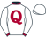 White, maroon Q on body, maroon collar and cuffs, white cap}