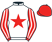 White, red star, red and white striped sleeves, red cap}