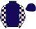 Navy, navy and peach checked sleeves, navy cap}