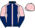 Dark blue, pink seams, pink and dark blue halved sleeves, pink cap